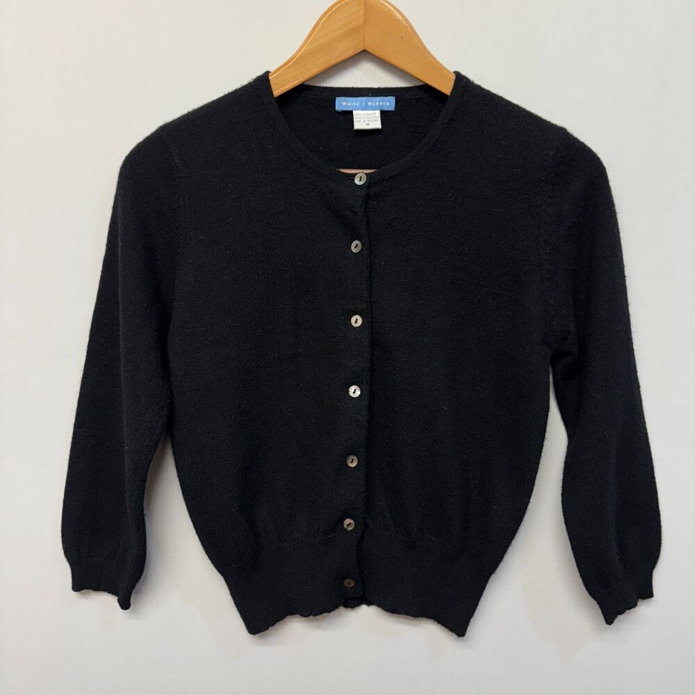 White + Warren Midnight Black Cardigan
